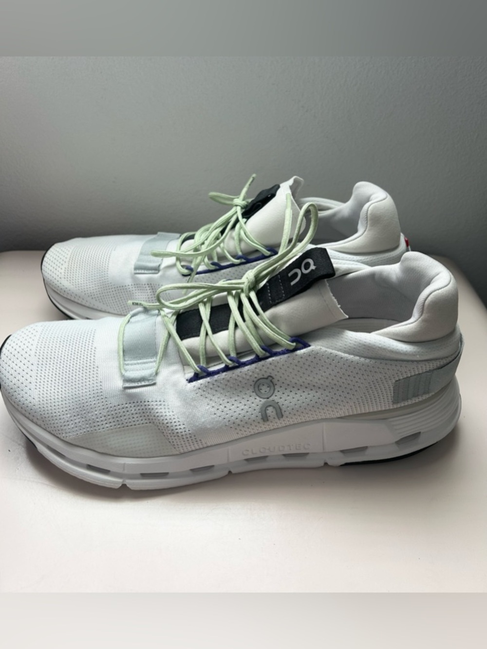 On Cloudnova 26.98989 White Mineral Green Athletic Running Shoes Men's Size 12